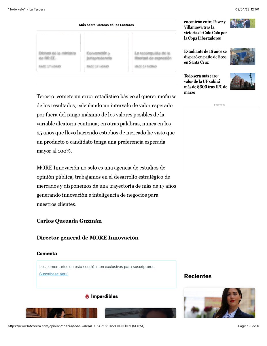 CarlosMORE07's tweet photo. Gracias La Tercera (@latercera) por el derecho a poder aclarar y replicar a @DMatamala con relación al estudio publicado por @AgriculturaFM y elaborado por MORE Innovación. https://t.co/4W0wV2tZg7
