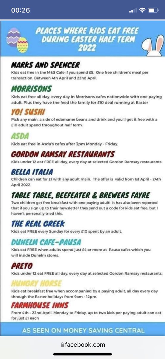 Places where children can eat free this Easter holiday