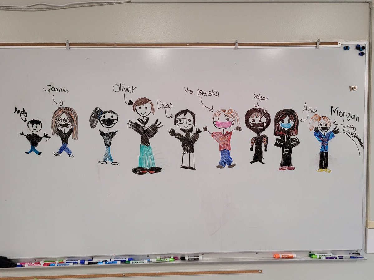 We had a little leftover time after state testing today and I love the class portrait drawn by Krystal and Morgan! If you look closely, they even included my HMS spirit wear. Week 1 done!