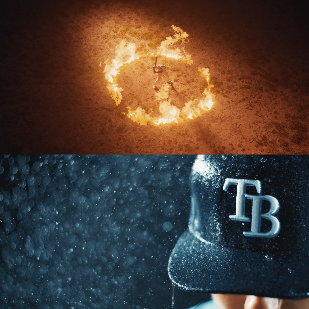 TriglassPro's tweet photo. It's #OpeningDay for @RaysBaseball! Check out these fresh frames from their 2022 Show Open! 🔥💧 #RaysUp #MLB #Baseball https://t.co/1AVg2GeQrn