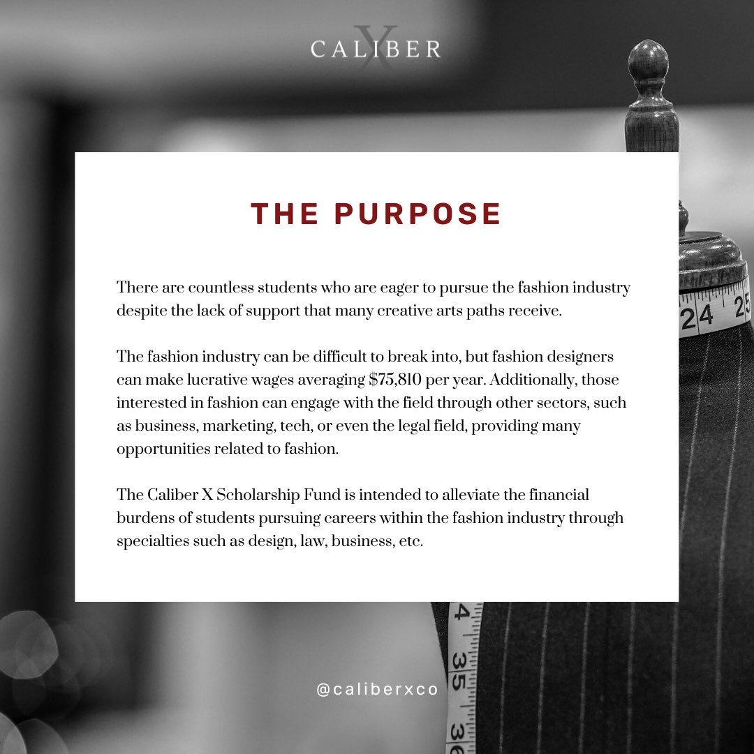 caliberxco's tweet photo. This scholarship will be for students throughout the state of New Jersey who have an interest in studying fashion (and its many avenues) post-high school graduation. https://t.co/wjg7z4XlqY