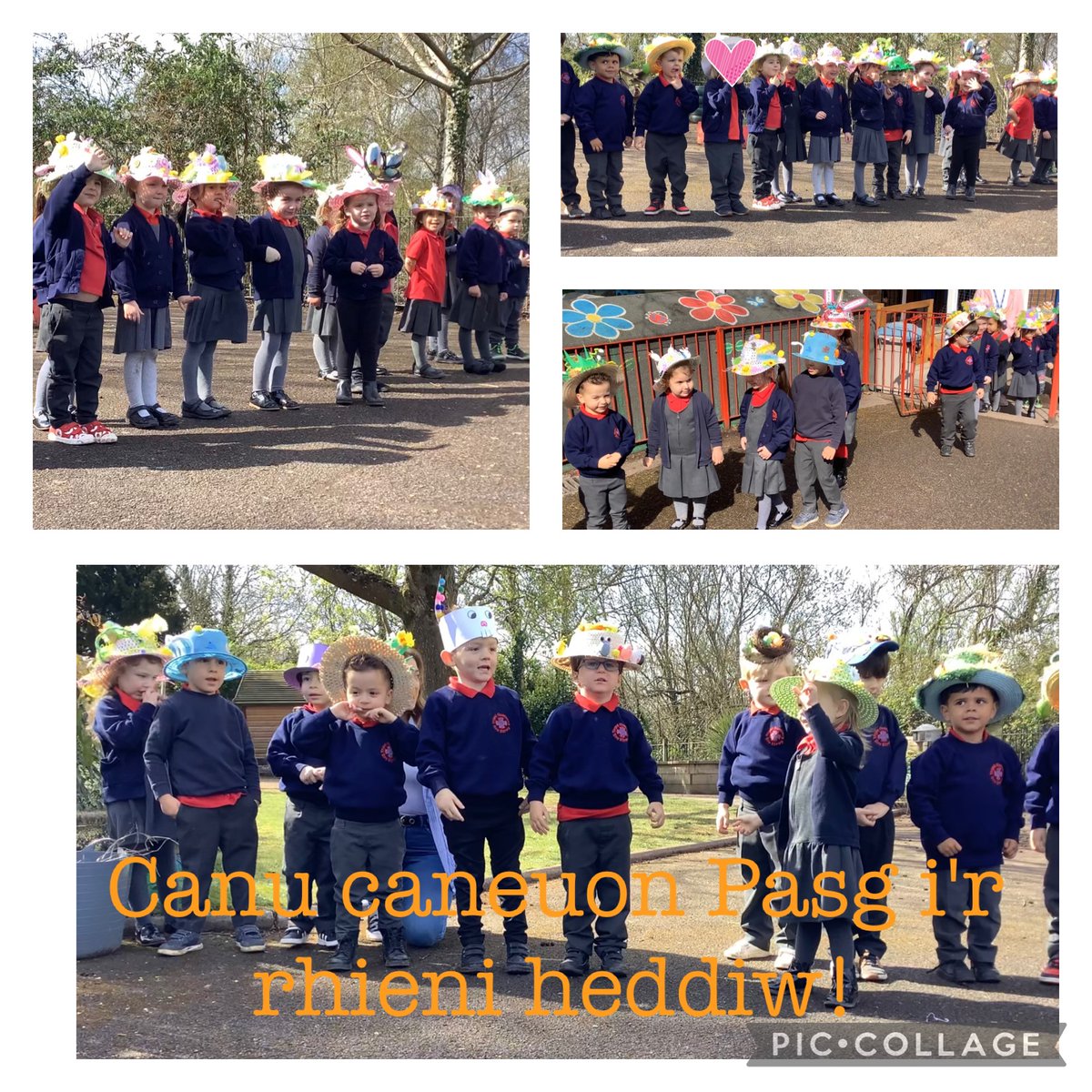 YbeMeithrin's tweet photo. Am wythnos wych! Cyfle i ganu caneuon Pasg ac i ddangos ein hetiau anhygoel.

A fantastic way to end our week! We thoroughly enjoyed singing our Easter songs to our parents and showing off our Easter hats. https://t.co/TIw76FdqnZ