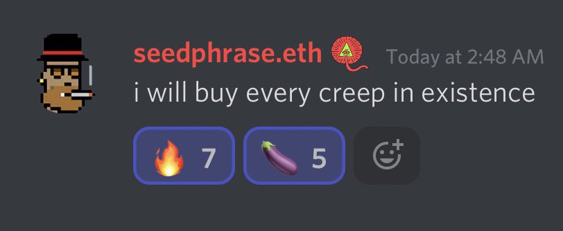 Juicetin's tweet photo. IYKYK @CBCreepz @seedphrase #NFT https://t.co/iNwrHtNoM3