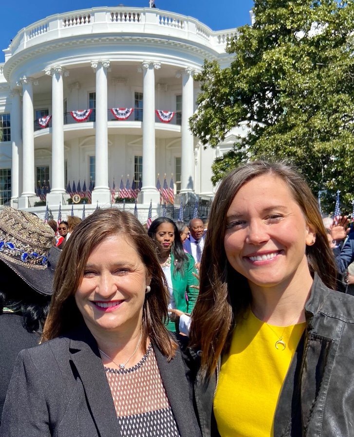 fox13's tweet image. Salt Lake City Mayor Erin Mendenhall and Salt Lake County Mayor Jenny Wilson at the White House today celebrating the confirmation of Supreme Court Justice Ketanji Brown Jackson bit.ly/3jhIvdB