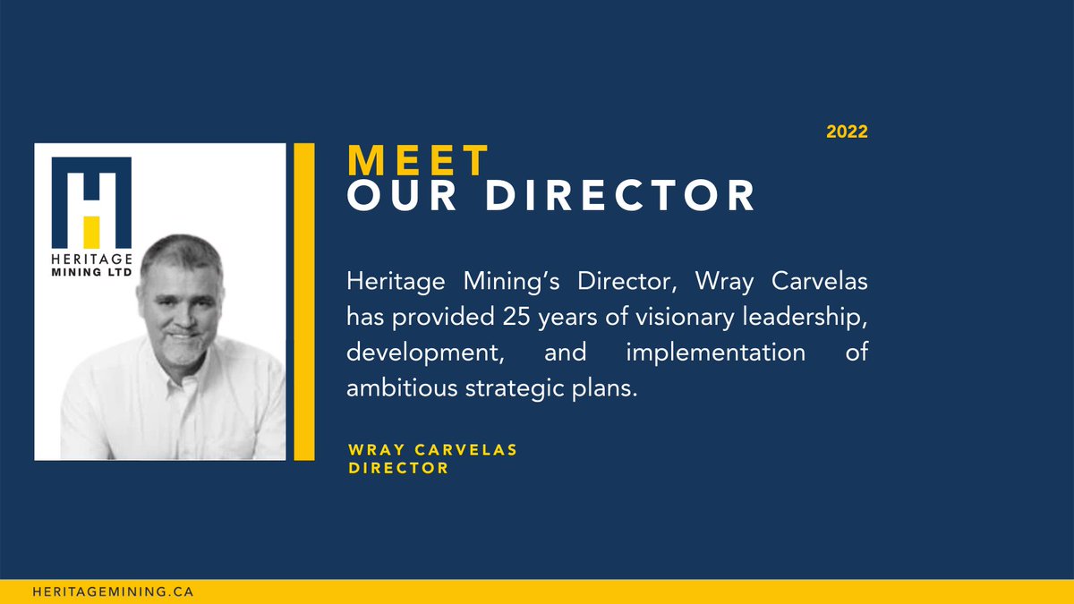 heritage_mining's tweet photo. Heritage Mining’s Director, Wray Carvelas has provided 25 years of visionary leadership, development, &amp; implementation of ambitious strategic plans. 

See how his expertise will aid in enhancing the efficiency of current operations for the company: 
https://t.co/02dzAFpBXy https://t.co/PR9RaGbSxB