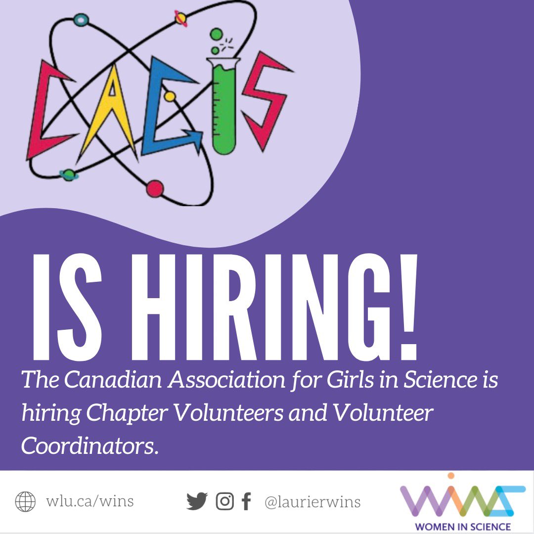 The Canadian Association for Girls In Science (CAGIS) is recruiting new chapter volunteers and volunteer coordinators in Kitchener/Waterloo! 

For more info, please contact Catherine at Catherine@GirlsInScience.ca with any questions, or check out our website for more details.