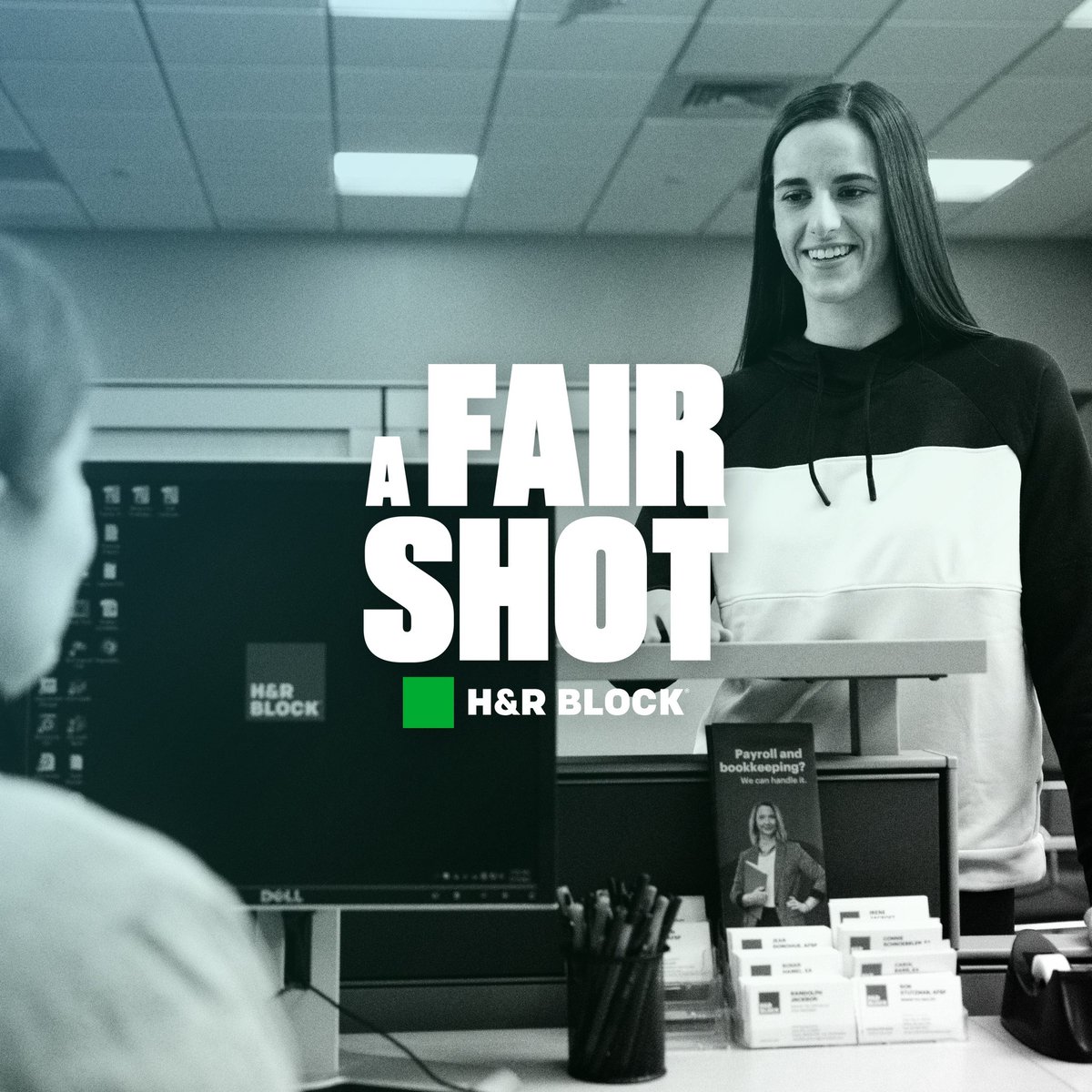 CaitlinClark22's tweet photo. The LAST thing I can fit into my schedule is figuring out the tax implications from my NIL deals; so @HRBlock got me a consultation with a tax pro, Irene. She made it easy to understand how my sponsorships could change my taxes. Best decision ever! #HRBlockPartner #AFairShot https://t.co/5hJevg7idh