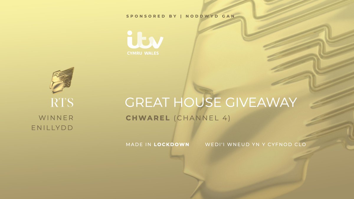 RTSCymruWales's tweet photo. 🏆 Made In Lockdown
🤝 Sponsored by @ITVCymruWales  
 
And the winner is:

The Great House Giveaway
• @chwarel 
 
Llongyfarchiadau gwresog! 🎉

#RTSCymruAwards 🏴󠁧󠁢󠁷󠁬󠁳󠁿 https://t.co/O1TW6BLfZk