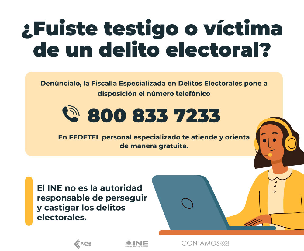 INEMexico's tweet photo. Si atestiguaste o eres víctima de un delito electoral, durante el proceso de #RevocaciónDeMandato, denuncia ante la Fiscalía Especializada ☎️. 

Infórmate ➡️ https://t.co/9YzHa3aH9c. https://t.co/FfkeLhnAUV