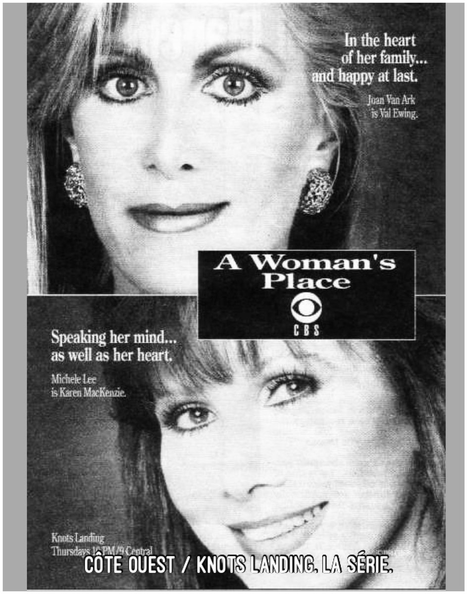 CoteOuestKnotsL's tweet photo. À suivre bientôt : la Saison 13 ! Patientons avec une pub de l’époque mettant en avant Joan Van Ark et Michele Lee 😀 #knotslanding #coteouest #coteouestsaison13 #michelelee #joanvanark #ewing #valewing #valeneewing #ads #pub #series #drama #primetimesoaps #soap #comingsoon #90s https://t.co/5uuopZa0YR