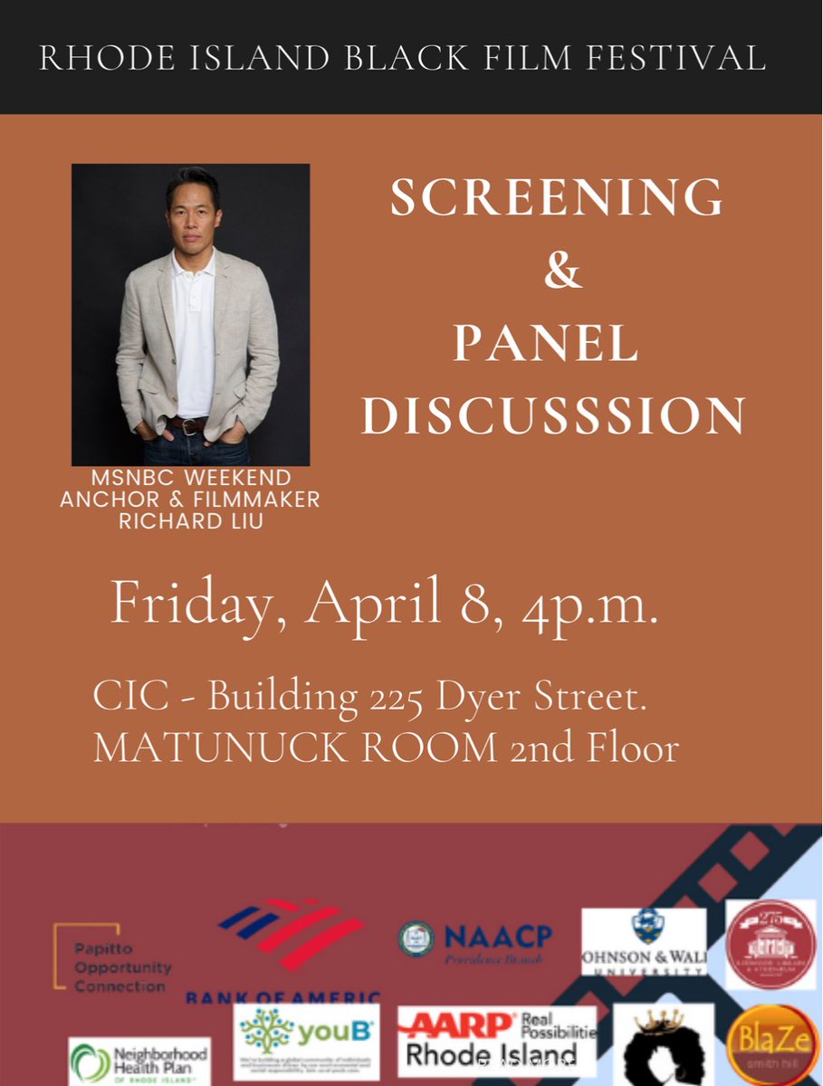 stages_freedom's tweet photo. THE RI BLACK FILM FESTIVAL IS TODAY!
Free screenings and receptions  Friday and Saturday.  

Sign up for the Free RI Black Film Festival: https://t.co/QogbGTx2L2 

ALL  EVENTS ARE FREE THANKS TO SPONSORS AND PARTNERS OF THE RI BLACK FILM FESTIVAL.  
Info: https://t.co/ctiNJwXgpg https://t.co/R2KVEykvYR