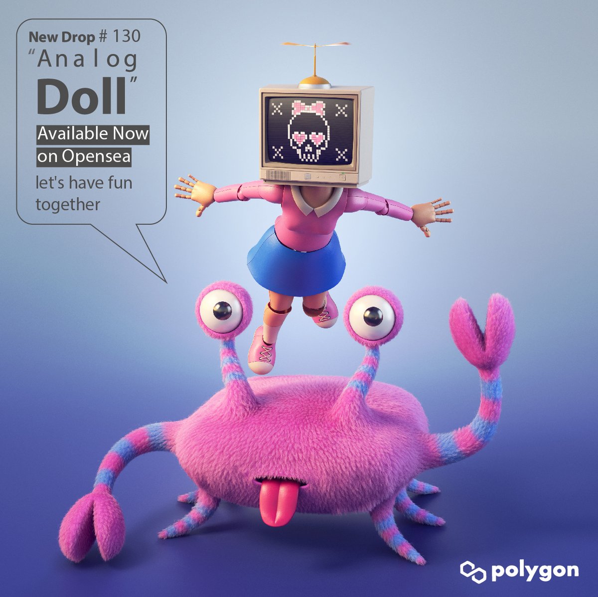 sunya119's tweet photo. New Drop!! "Analog Doll" #130
on @0xPolygon @opensea📺💀💀💀
Let's have fun together.

https://t.co/lKS7gPIpe5

Join Discord : https://t.co/0xIbjCYeRZ

#NFT #NFTS #NFTCommunity #NFTdrop #nftart #OpenSeaNTF #NFTartists #Polygon #NFTcollection  #NFTJPN https://t.co/dxp3KCX7At