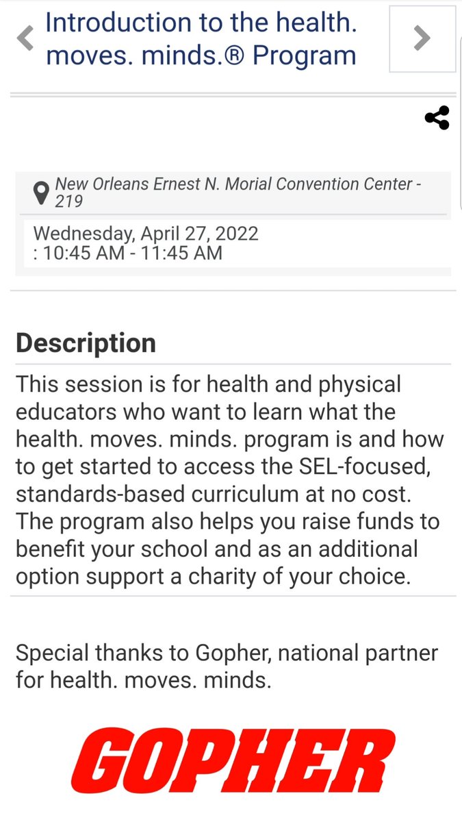 Stephanie_Jumps's tweet photo. #markyourcalendar to join me at #SHAPENOLA to learn why so many schools joined #healthmovesminds this year to #receivemorefunds and #payitforward #1event2needs #SupportingHPE @SHAPE_America @GopherSport https://t.co/PWprwYZE8Y