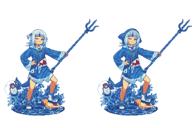 帽子ありverも作りました
今更なんですが描いてみて分かったんですが
あのヒレの部分に毛がちゃんと収まるようになってるんですね
※少しだけ修正した部分もあります 