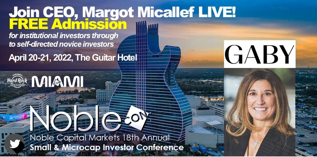 gabyinc_'s tweet image. GABY Inc Founder and CEO Margot Micallef will be speaking at this year's #NobleCon, presented by @channelchek at the @HardRockHolly. 

Register here =&amp;gt; nobleconference.com/register/inves…  

#cannabisindustry #cannabis #investing