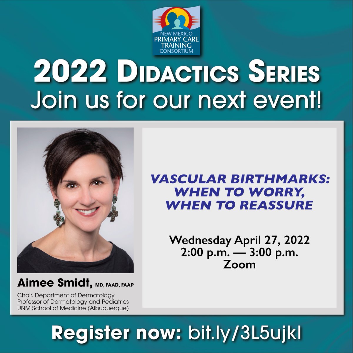 NMPCTC's tweet photo. Register now to be part of our next didactics series lecture with Dr. Aimee Smidt! Dr. Smidt will be discussing vascular birthmarks and when they are cause for worry and reassurance.

Sign-up now at https://t.co/NfZMdRiFOT https://t.co/tyPHYwfEEf