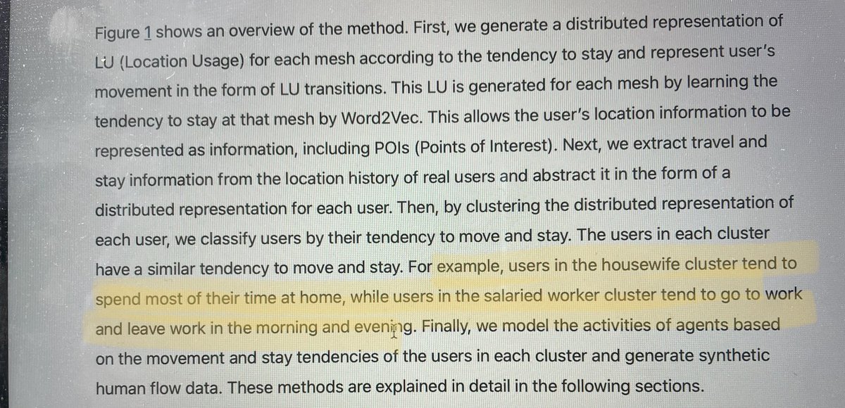 h_mihaljevic's tweet photo. Recent research article on synthetic data for urban mobility explains clustering using „housewifes staying mostly at home“ vs. „salaried workers“.  Really? 🤯🤯 No other ideas of mobility patterns? #WomenInSTEM #AcademicChatter #mobility https://t.co/aYd03Cu0YM