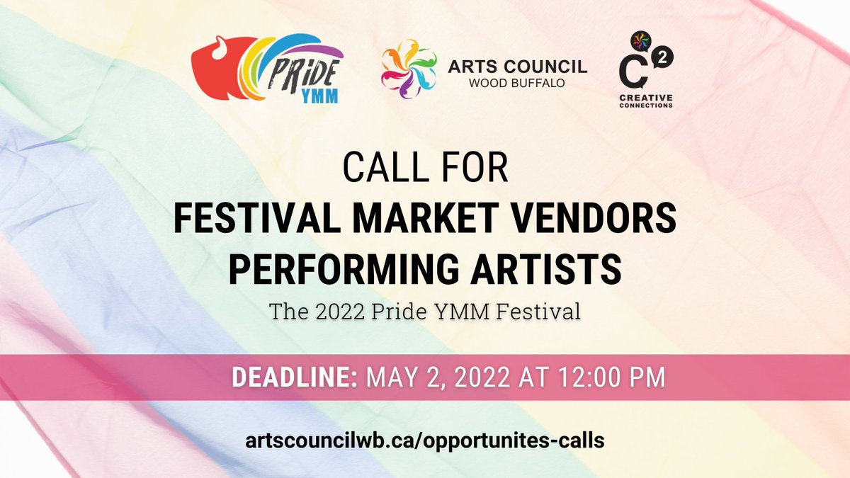 ArtsCouncilWB's tweet photo. DEADLINE TODAY! 
Apply to be a festival vendor or performing artist at the  2022 Pride YMM Festival! Be part of a fun, inclusive and spectacular event! 
Details here: https://t.co/BySkngXG69
Submissions are due TODAY at 12 PM! 
#prideYMM #ACWBeCreative #YMM https://t.co/C8zwiPWIo1