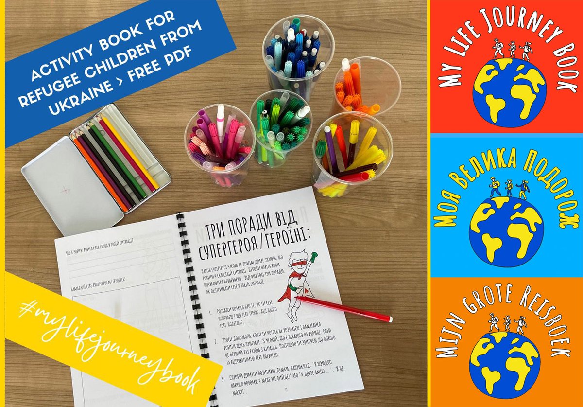 As of today there is the Mylifejourneybook, an activity book for refugee children from Ukraine.  Mylifejourneybook strenghtens the resilience of children 
Please share the link for the free download below 
(Ukrainian, English + Dutch version)!
lifebookforyouth.com/mylifejourneyb…