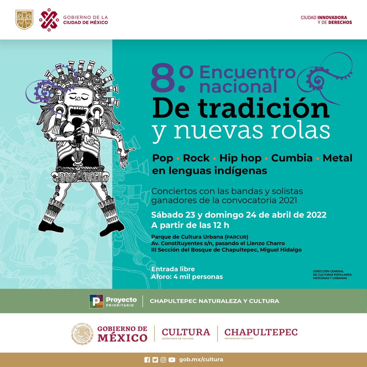 ucuvi_c_vivas's tweet photo. #ApartaLaFecha

¡Regresa "De tradición y nuevas rolas"! #DTyNR🎤

Un encuentro que busca impulsar a las y los músicos más jóvenes de distintos pueblos indígenas con acciones de profesionalización, promoción y difusión

📌23 y 24 de abril en el Parque de la Cultura Urbana #PARCUR https://t.co/nvDSl5etnZ