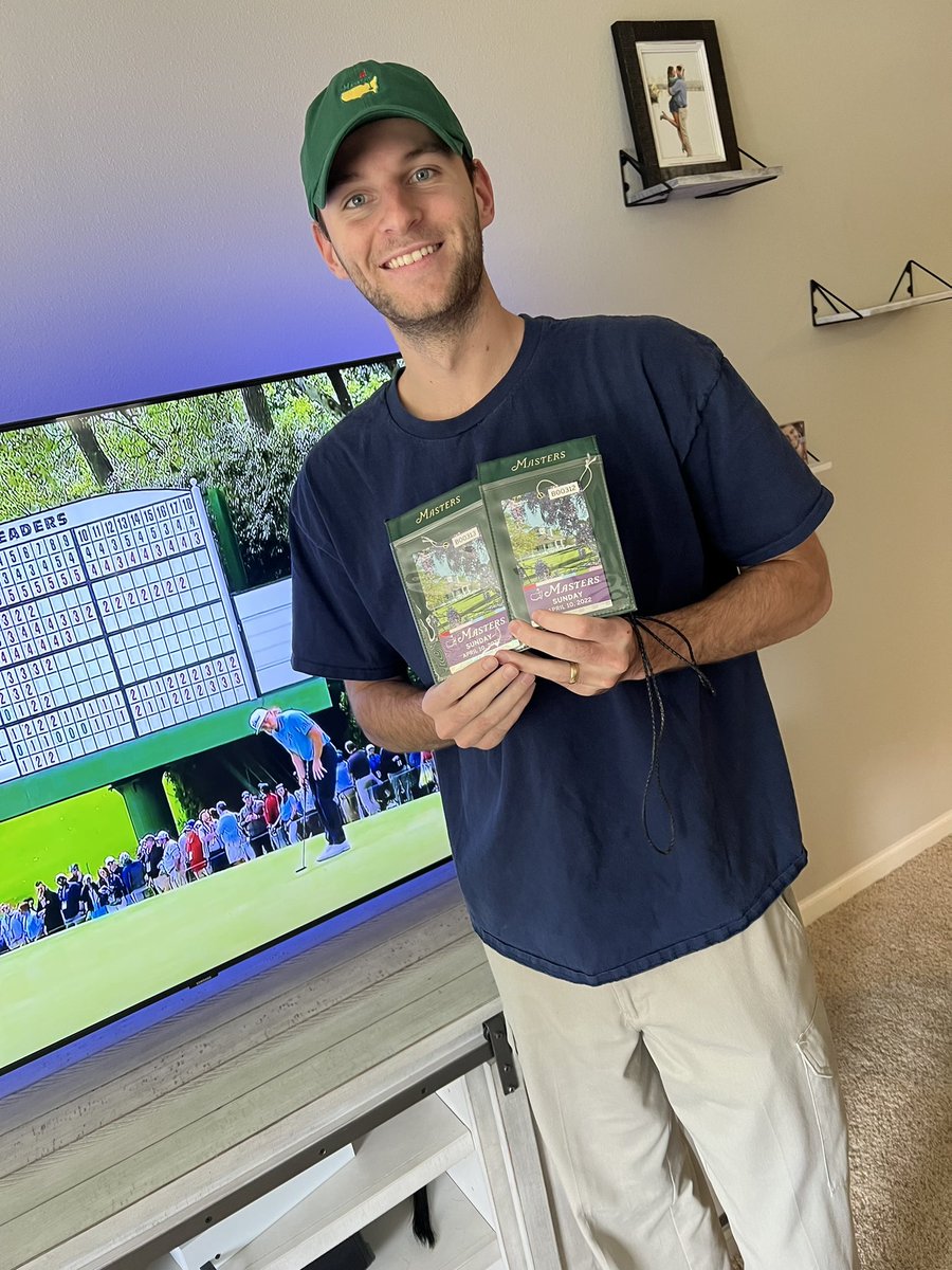 i married the luckiest man on earth🤩 his work gave us two free tickets to the masters for sunday💚⛳️