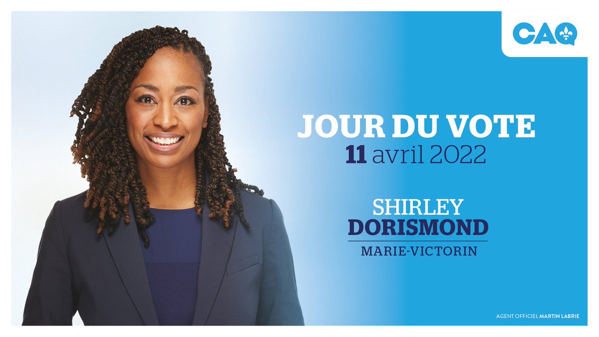 C'est aujourd'hui que les citoyens et les citoyennes de #MarieVictorin vont choisir la personne qui vont les représenter à l'Assemblée nationale. 

Nous sommes confiants que cette personne, c'est Shirley Dorismond. 

Un vote pour Shirley, c'est un + pour Marie-Victorin.