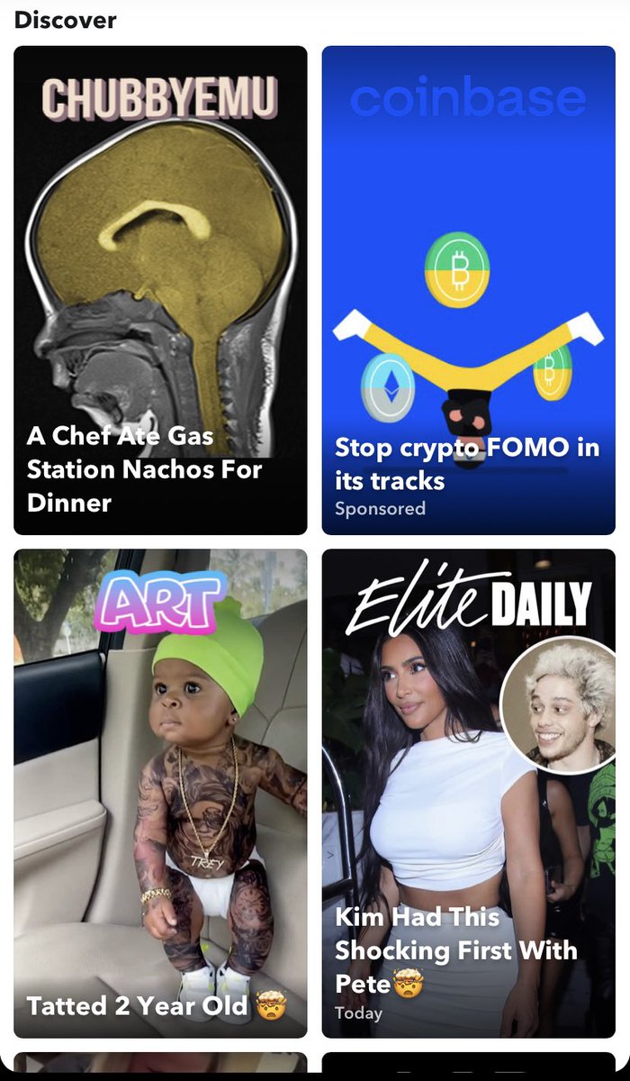 Snapchat is a real hellscape man wtf 😳

#snapchat #nftcringe #NFTCommunity #nft #hellscape