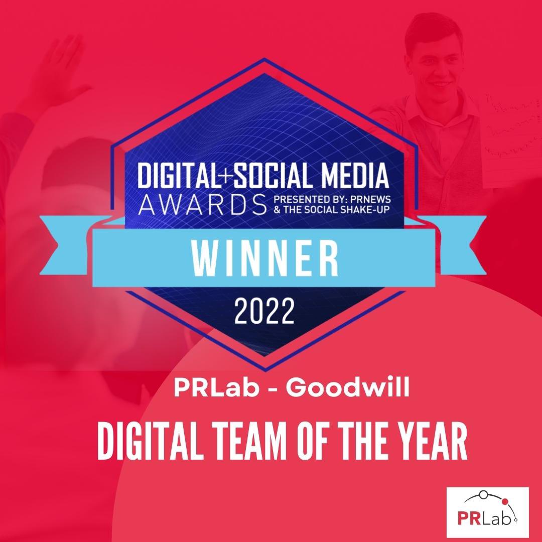 We are excited to announce that PRLab was named a winner in the <a href="/PRNews/">PRNEWS</a> 2022 Digital + Social Media Awards in the Digital Team of the Year category. Congrats again to our #client @goodwillboston and the entire team at PRLab!