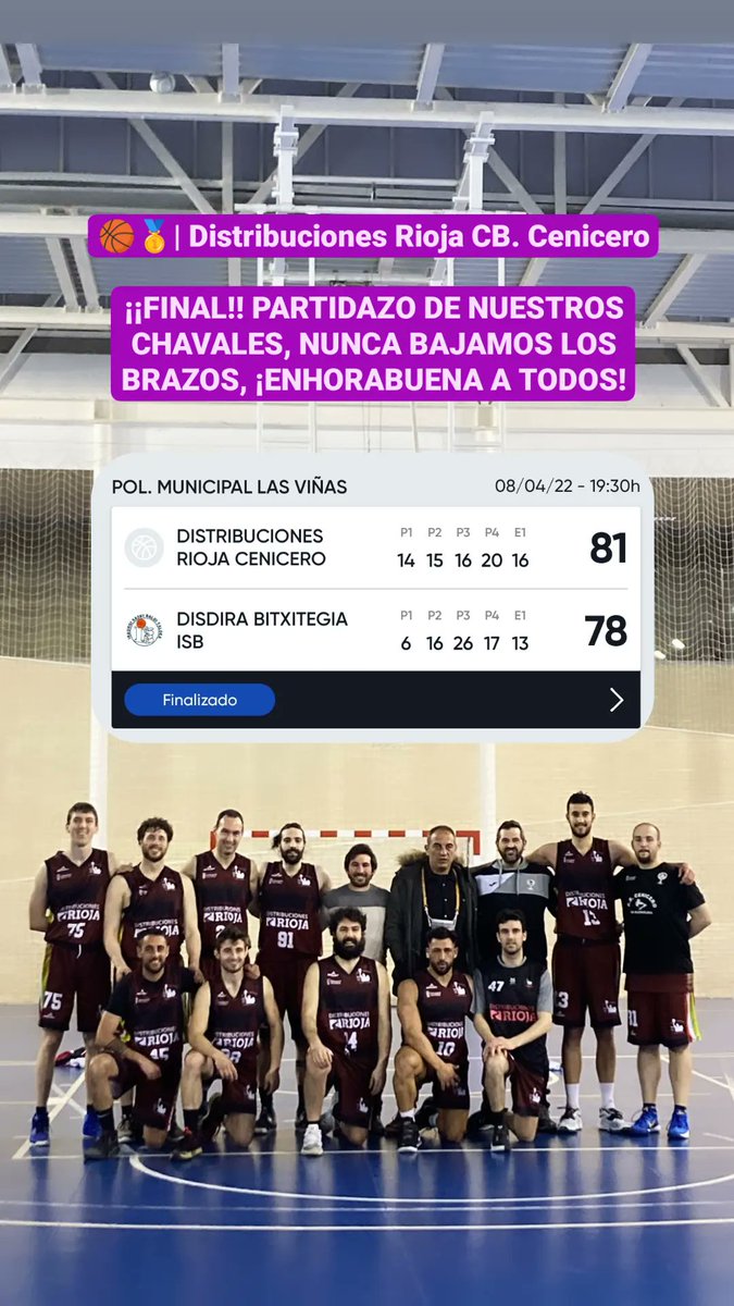 🏀🥇| Distribuciones Rioja CB. Cenicero

¡¡FINAL!! PARTIDAZO DE NUESTROS CHAVALES, NUNCA BAJAMOS LOS BRAZOS, ¡ENHORABUENA A TODOS!

👏🏻👏🏻👏🏻⚽️🏀🏆🥇🥈🗽

#JuntosSomosMejores #JuntosHacemosClub #PrimeraDivisión #Baloncesto #Basket #Cenicero #LaRioja #DistribucionesRioja