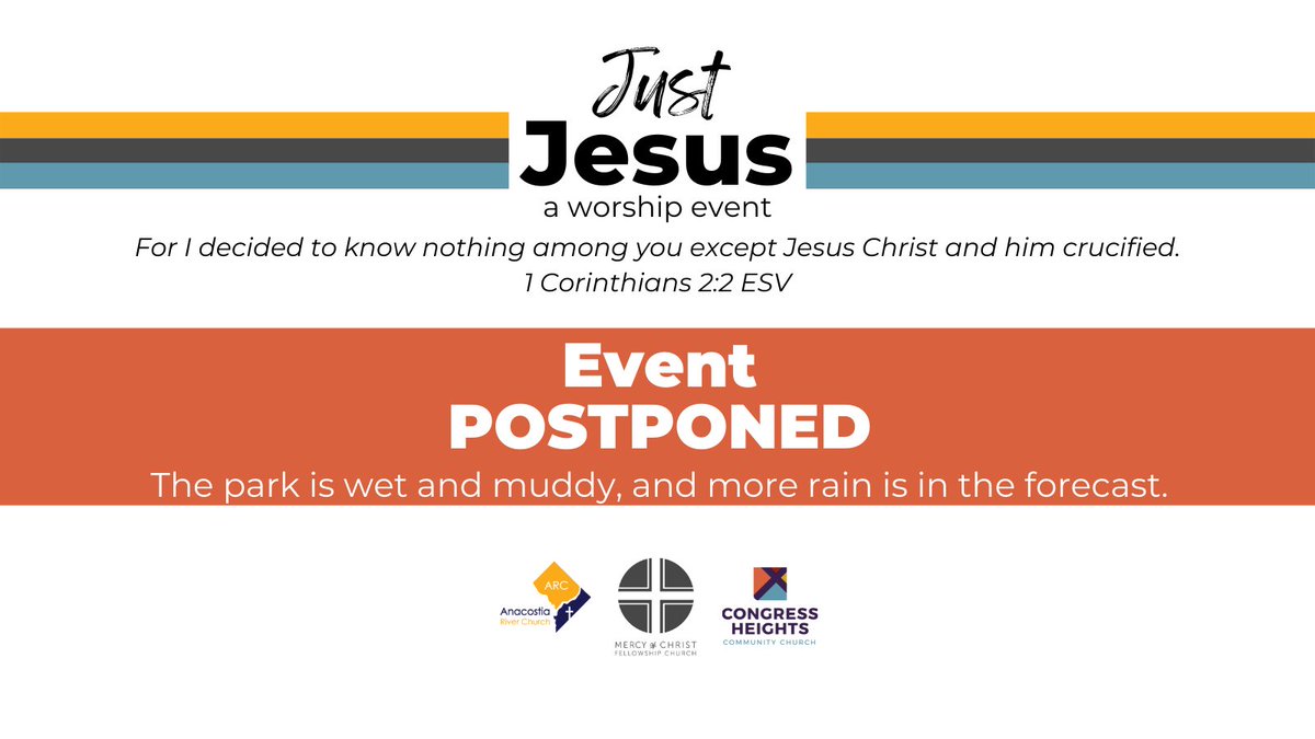 chcc_dc's tweet photo. The beautiful Oxon Run Park needs a bit more time to dry out, and more rain is expected this evening. We are postponing our worship event, but please stay tuned for a new date! https://t.co/OpF0SsEb1l