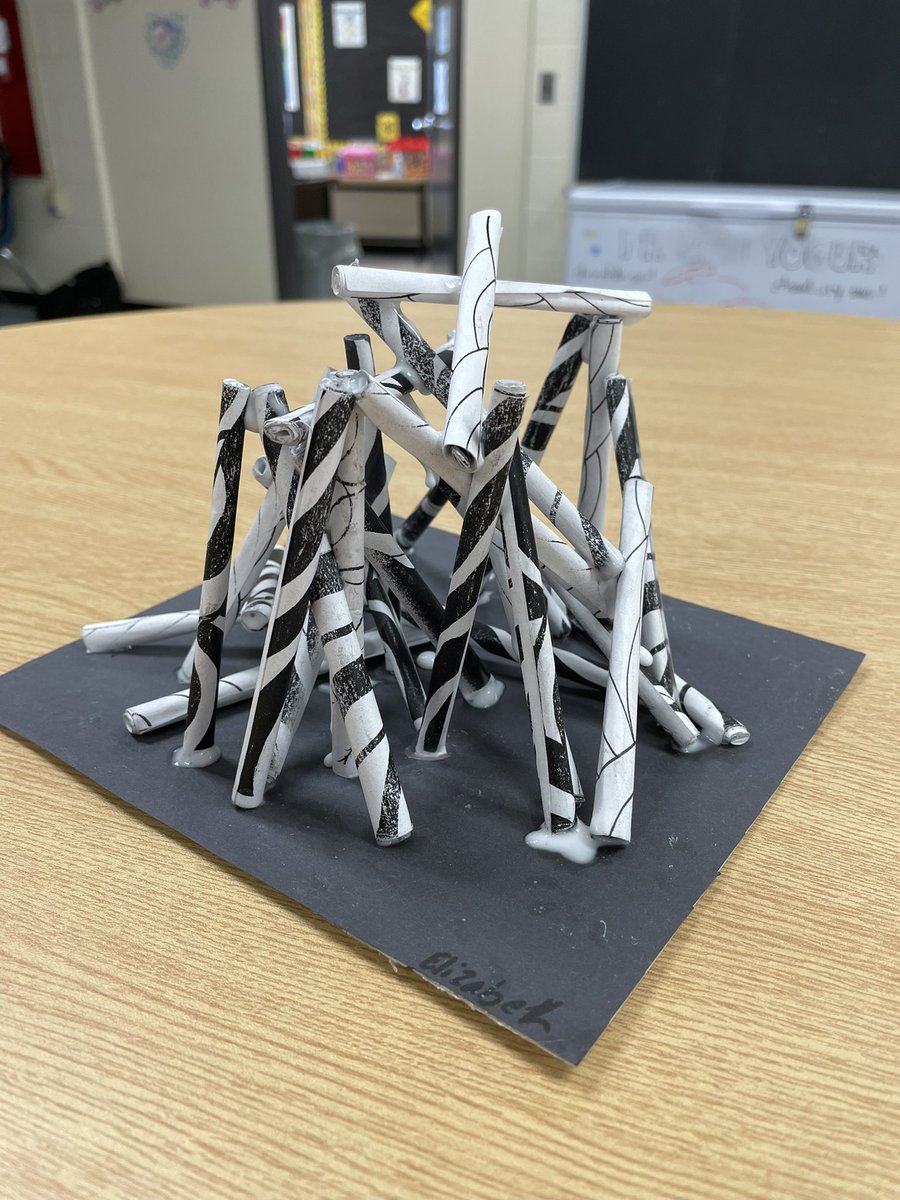 mwilliamson10's tweet photo. Abstract paper tube sculptures @RosevillePSWind @tkmaccers https://t.co/s1Yd5eojSM
