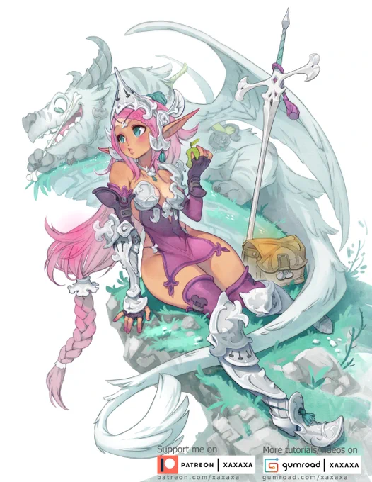 My last patreon's illustration
a girl..a dragon..
I remember when i discovered the anime "Record of Lodoss war". 1 minute later I was drawing in anime style for the 1st time 😁, i was 17
Process / sketches / timelapse still available on gumroad
https://t.co/Ik8oJ9hlDV 