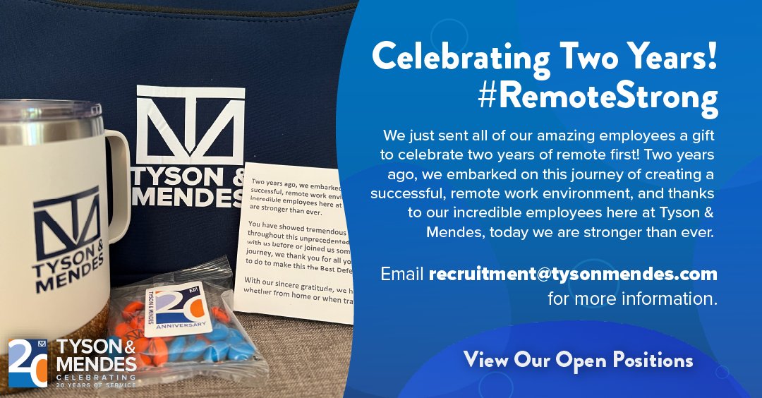 tysonmendes's tweet photo. If you would like to join a firm that is striving to be the best insurance defense firm in America while giving its employees a choice of where they do their most productive work, visit our careers page!
https://t.co/j4MeYe7QKM
#TysonMendes #InsuranceDefense #RemoteStrong https://t.co/jeNwm2Oruh