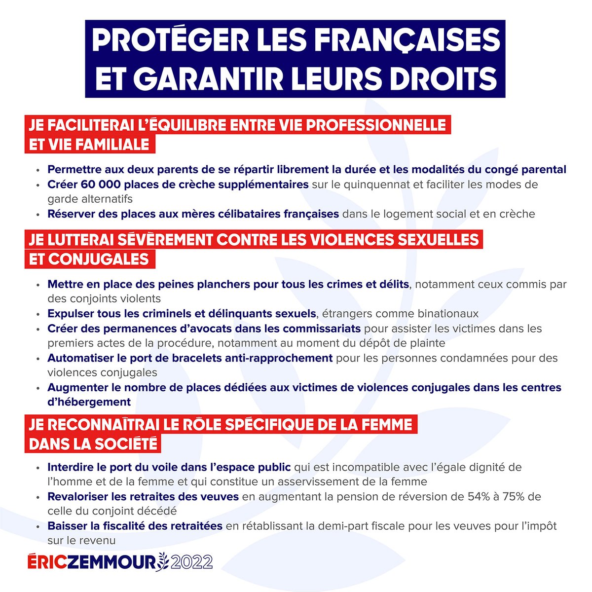 ProgrammZemmour's tweet photo. #ProgrammeZemmour pour les FRANÇAISES
🔗https://t.co/fYGCAkVDn0
https://t.co/cOnOMc3KKI
https://t.co/7iRxisenbG
https://t.co/NlsEOP4RDF
#JeVoteZemmourLe10avril #DimancheJeVoteZemmour
#JeFaisMentirLesSondages
Donner procuration ➡️ https://t.co/8CyAZxMqkD
@LiensZemmour. https://t.co/IJk0LbSb12