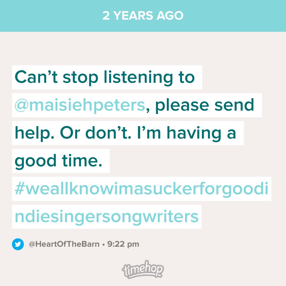 HeartOfTheBarn's tweet photo. Has it truly only been 2 years since I discovered ⁦@maisiehpeters⁩?? Insane. Truly. #isignedupforthisapparently https://t.co/IeB4mj5iiL