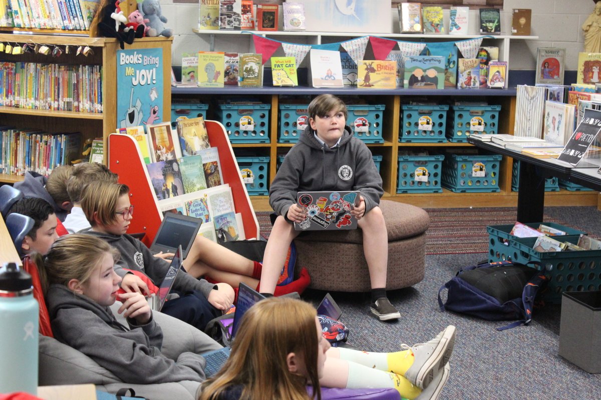 stvincentschool's tweet photo. We close out #SVLibrary Week sharing the 6th grade students playing a Kahoot! Library Challenge Quiz with Mrs. Zanarini. Keep reading students! https://t.co/oXG5Nv5BuQ