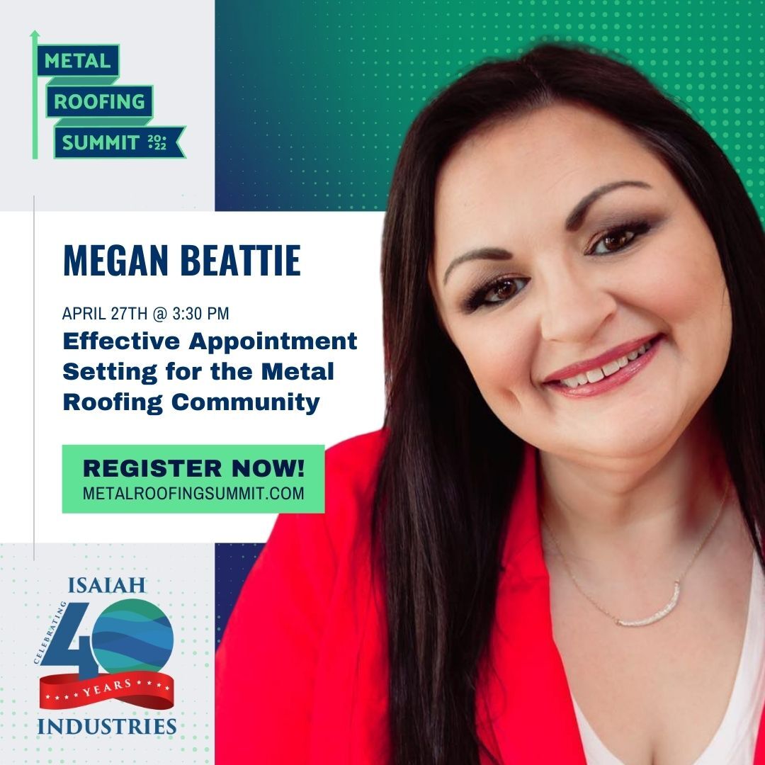 Isaiah_Ind's tweet photo. Excited to have Megan Beattie from Tony Hoty Training &amp; Consulting in our 2022 Metal Roofing Summit speaker lineup. Megan will show you how to be more efficient with your marketing and call center to continuously set productive appointments.

https://t.co/EKWwfRwaHb https://t.co/FTtbtHzGLY