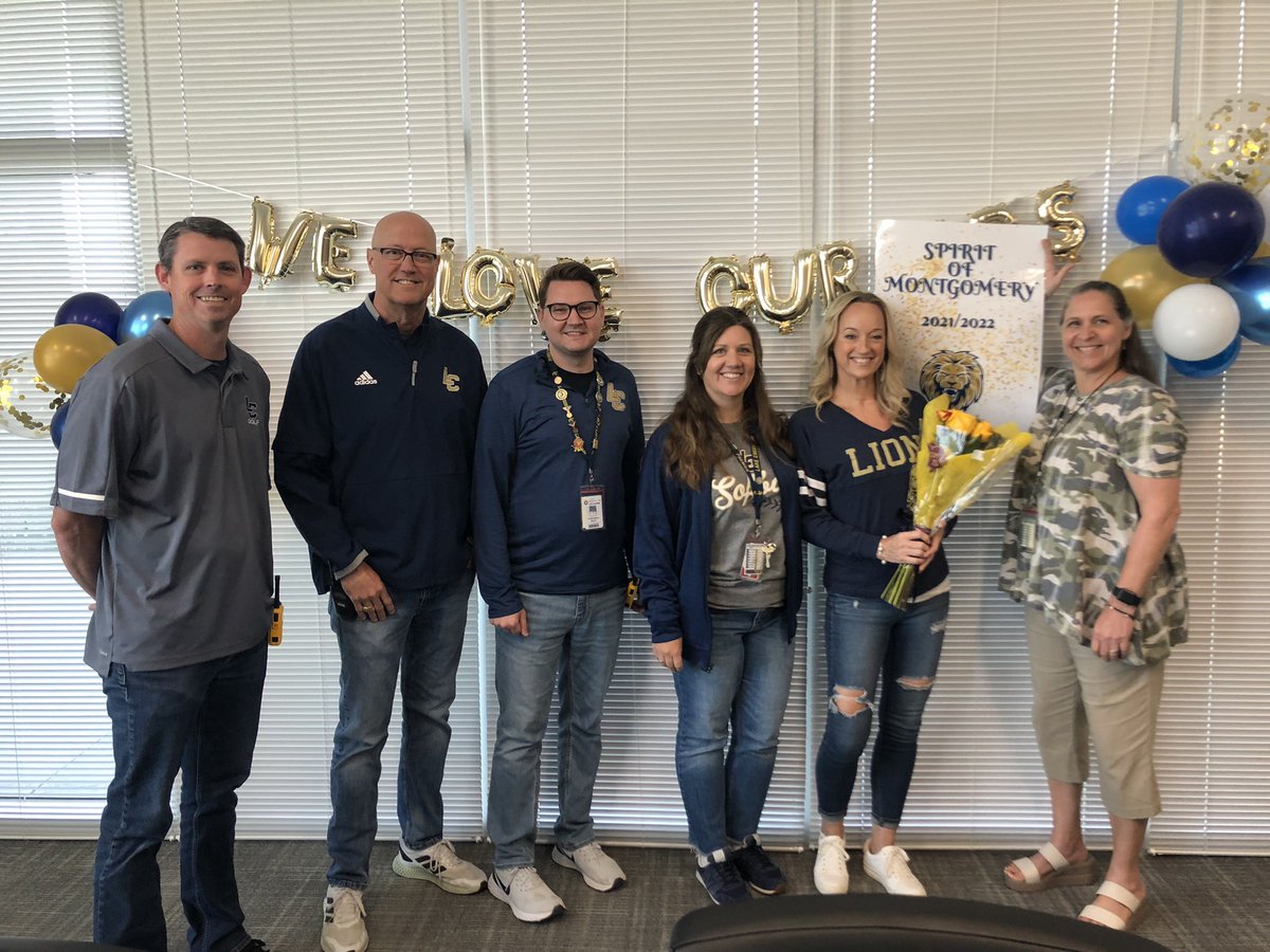 Miller_MHS's tweet photo. Congratulations to our Spirit of Montgomery winner here @LakeCreekHS, Ms Angela Downs! We appreciate her dedication and care to our school. @StoweFoSho @FlemingInTheDen @lions_trw @PhilTweaton https://t.co/xIHnJSg9Kb