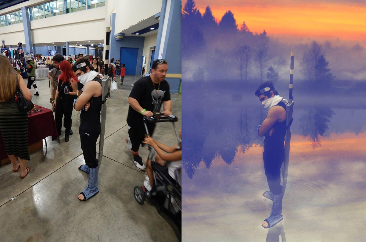 Bamisaur's tweet photo. Here's a couple edits I did of Cosplayers several years ago from @FloridaSupercon These are some #beforeandafter pictures I like to help show my work. :D
Orange Pic is #DeathGun from @SwordArtUSA
The Blueish one is #Zabuza from @Naruto_Anime_EN https://t.co/zLx1gjrJz2