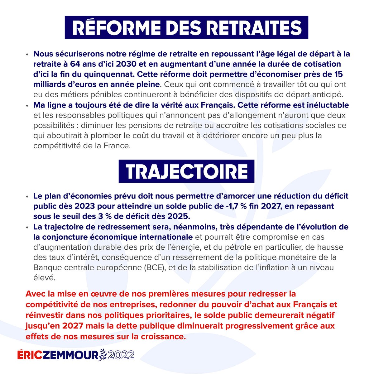 ProgrammZemmour's tweet photo. #ProgrammeZemmour CHIFFRAGE DU PROGRAMME
🔗https://t.co/fYGCAkVDn0
https://t.co/cOnOMc3KKI
https://t.co/7iRxisenbG
https://t.co/NlsEOP4RDF
#JeVoteZemmourLe10avril #DimancheJeVoteZemmour
#JeFaisMentirLesSondages
Donner procuration ➡️ https://t.co/8CyAZxMqkD
@LiensZemmour.
1/2 https://t.co/U9u08AMDiP