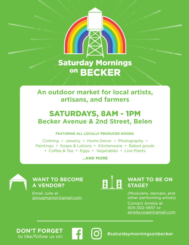 NMMainStreet's tweet photo. Saturday Mornings on Becker Avenue in Belen features local artists, farmers and more! 😍https://t.co/juKoJR6Btd #NMEcon #NMArts @belen_NM https://t.co/TFxzdpZemZ