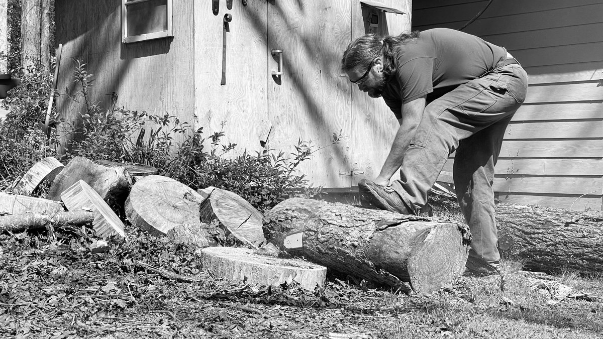 manitoperc's tweet photo. It's time to rough more bongo shells. Nice form! Is there a yoga for woodworkers? #solidshell https://t.co/qXYYGGnOhs