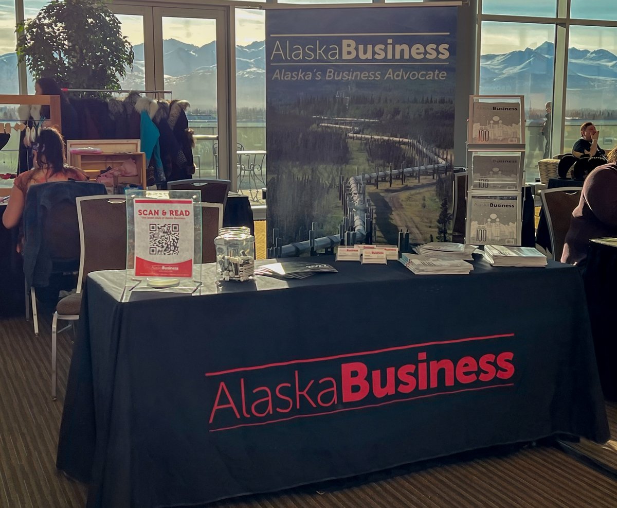 AKBusinessMonth's tweet photo. We are proud to be sponsors for @AESymposium. As the event kicks off, make sure to stop by our booth to pick up a copy of this month's issue! Thank you to those who have shown your support! #AKBizMag #ArcticEncounters https://t.co/Kh5ZoyFwCh