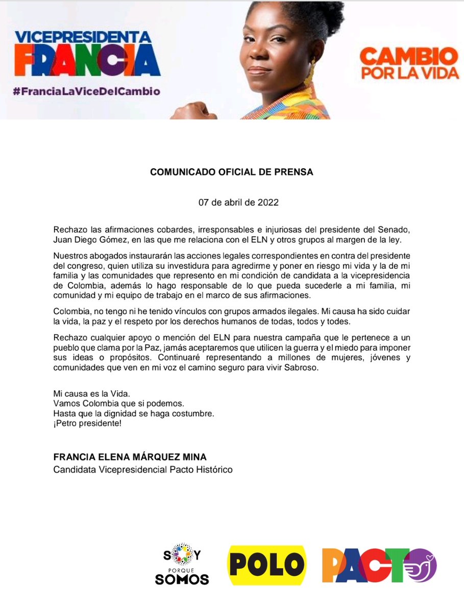 Francia Márquez Mina tweet media