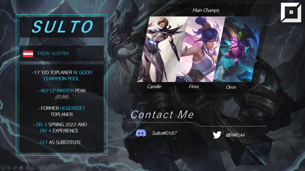 Sulto_lol's tweet photo. Yo!
After a split with @HegerSoft in Prime League Div 3 I am looking for substitute offers in all regions.

RT and Likes are appreciated <3
Reference: @CurryouLol 
https://t.co/FD6ilq8DcJ
https://t.co/34DwmPLYLy https://t.co/kmQ4wJp5Y0