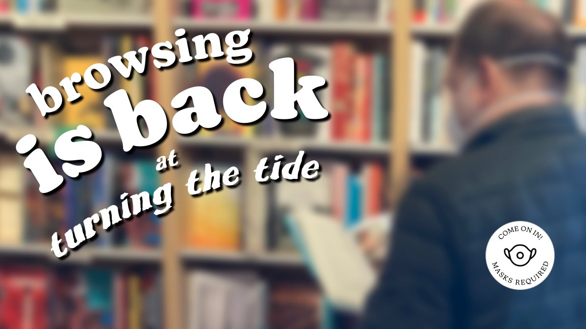 In-store browsing is back at Turning the Tide! 

As we're still seeing #covid19sk spread in #yxe &amp; it still poses risks to elders, kids &amp; folks w/disabilities, we are asking our customers to wear a mask while in the shop. Thanks so much! More: bit.ly/3Ko9Pmw #welcomeback