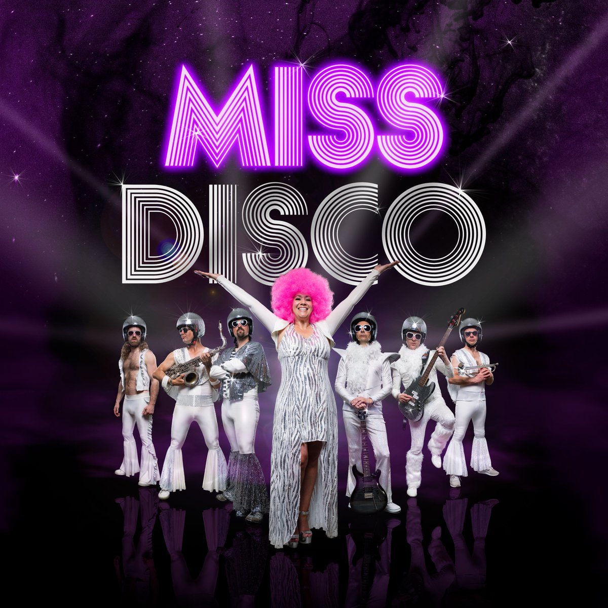 gdsssfestival's tweet photo. Call of the glitter ball! @MissDiscoUK are guaranteed to light up the #gdsssfestival with their top-drawer musical talents, slick moves and costumes to dazzle Dunmow. Get those platforms and flares on and join in the party. #discoball #discoband #mirrorball https://t.co/ue8Ofbpqw7