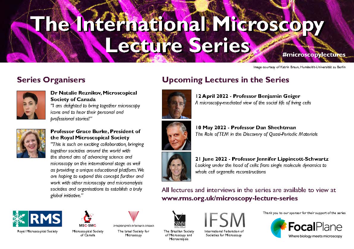 Please join us on April 12th at 11:00 EDT for our next exciting #International #Microscopy Lecture Series talk with Professor Benjamin Geiger (<a href="/WeizmannScience/">Weizmann Institute</a>) on “A microscopy-mediated view of the social life of living cells.” Sign up for #free here: ow.ly/zL8750IAvHm