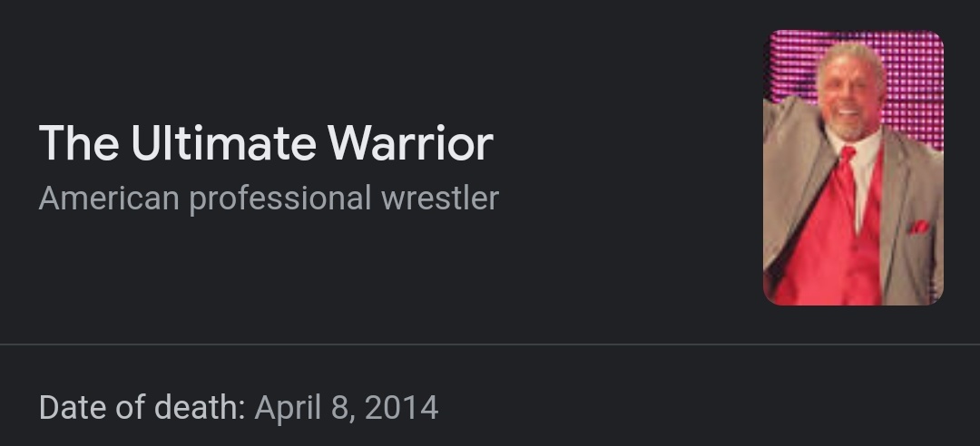 ThisDayInBSS's tweet photo. OTD 4/8/2014 #RipUltimateWarrior
Always a favorite of mine &amp; @barstoolsports personalities.. @rasslin 
Also one of the best Tshirt lines was the Wrestling ones.  @stoolpresidente https://t.co/hEcL7hkiRk