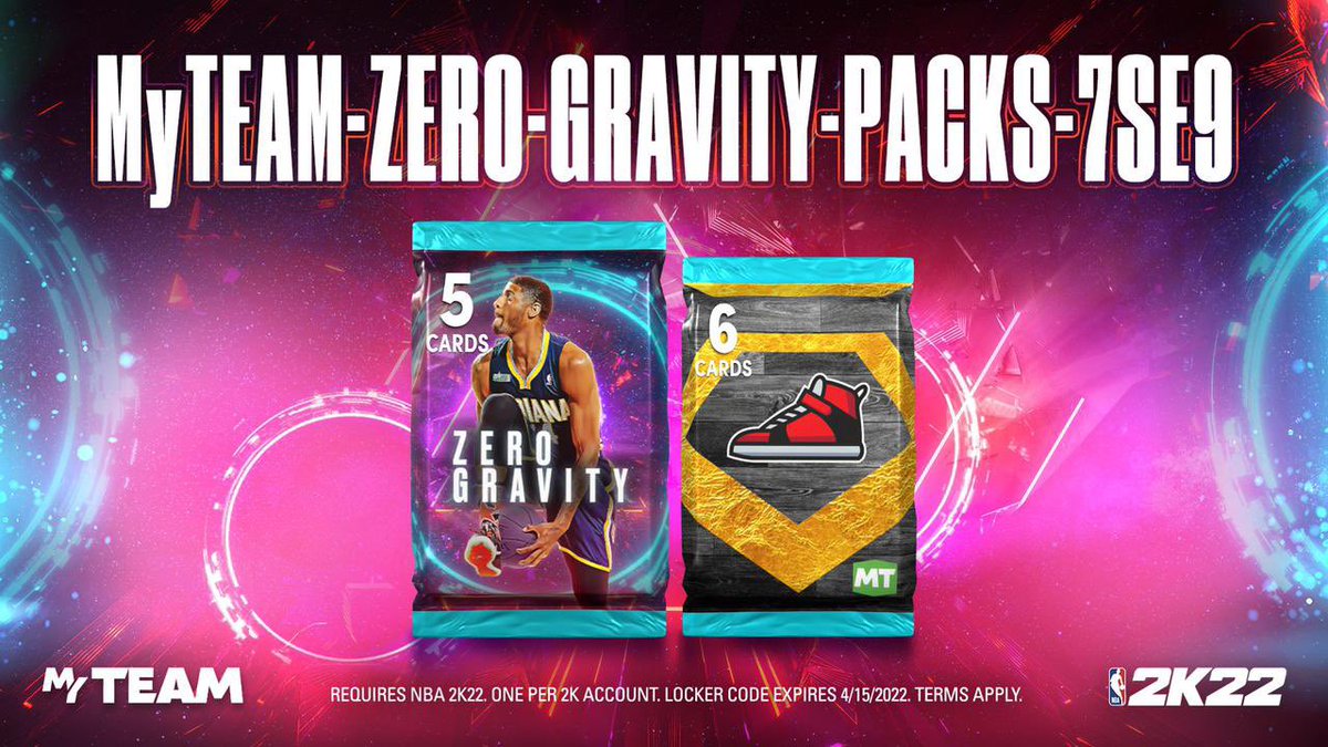 Another #LockerCode 🚨

MYTEAM-ZERO-GRAVITY-PACKS-7SE9

Use this #code for a Zero Gravity Pack or Diamond Shoe Pack.

Available for one week

#NBA2K22 #NBA2K22MYTEAM #LockerCodes